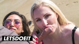 Frida Sante és Georgie Lyall strandos faszorgia