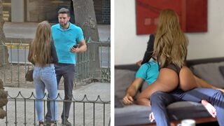 Forró venezuelai bombázó fekete tangában élvezi a gazdag gringo kemény hódítását
